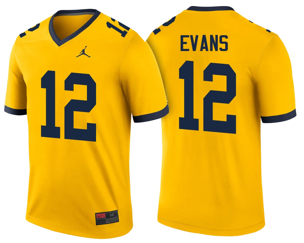 Michigan Wolverines Men's NCAA Chris Evans #12 Maize Player Color Rush Game Performance College Football Jersey NMN0749AL